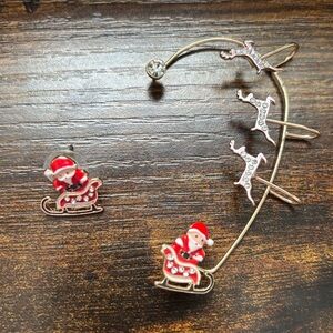 Torrid Santa and Reindeer Ear Cuff Set - Red and Gold